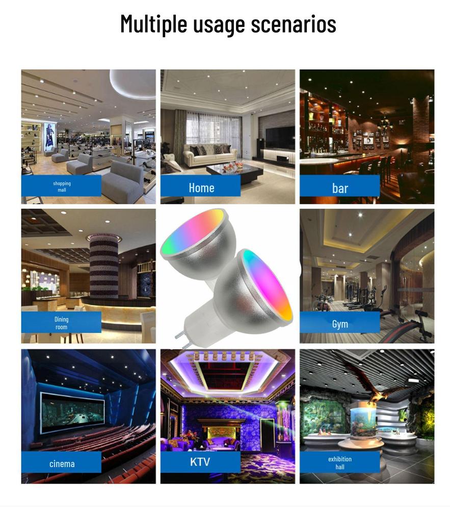 Voice-Controlled RGBCW Spotlight with Dimming & Color Temp Adjustment, Compatible with Alexa and Tuya, Smart GU5.3 WiFi Light.