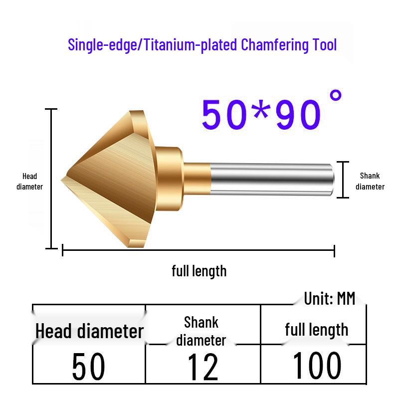 Cobalt Titanium-Plated Chamfering Drill for Stainless Steel - Single/Triple-Edge Countersink & Deburring Tool.