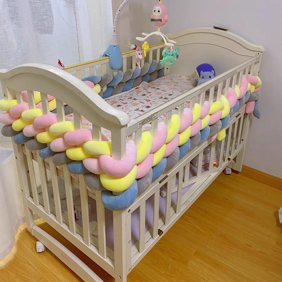 European Single Strand 5cm Cable Knit Baby Bed Bumper - Handmade Anti-Collision & Anti-Fall Decoration