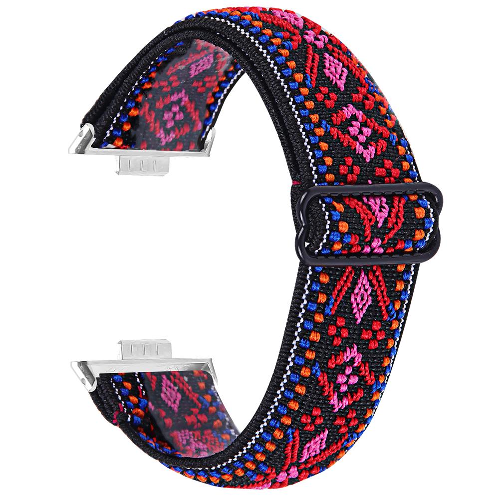 For Huawei Watch Fit 3 Nylon Watch Strap Pattern Print Adjustable Elastic Wrist Band