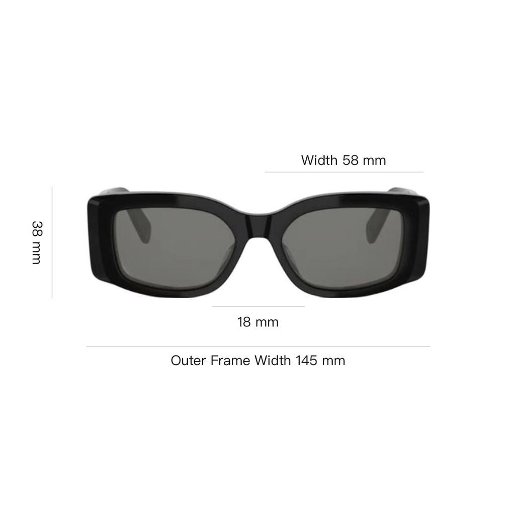 Celine Rectangular Sunglasses With Arc De Triomphe Logo Women Sunglasses Black Gold CL40282U-01B