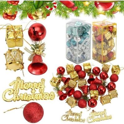 26/32 Pièces Décorations Suspendues de Noël Boule de Noël Clochette Ornements à Suspendre Fournitures de Fête