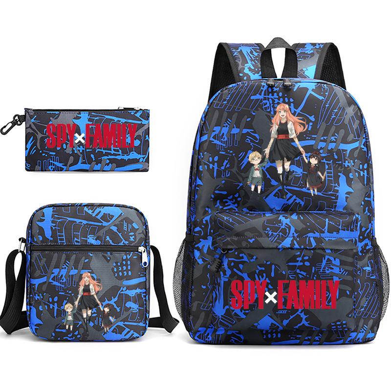 Spy Play House, Animation Periphery Backpack Student Schoolbag Satchel Pencil Case Three-Piece Set
