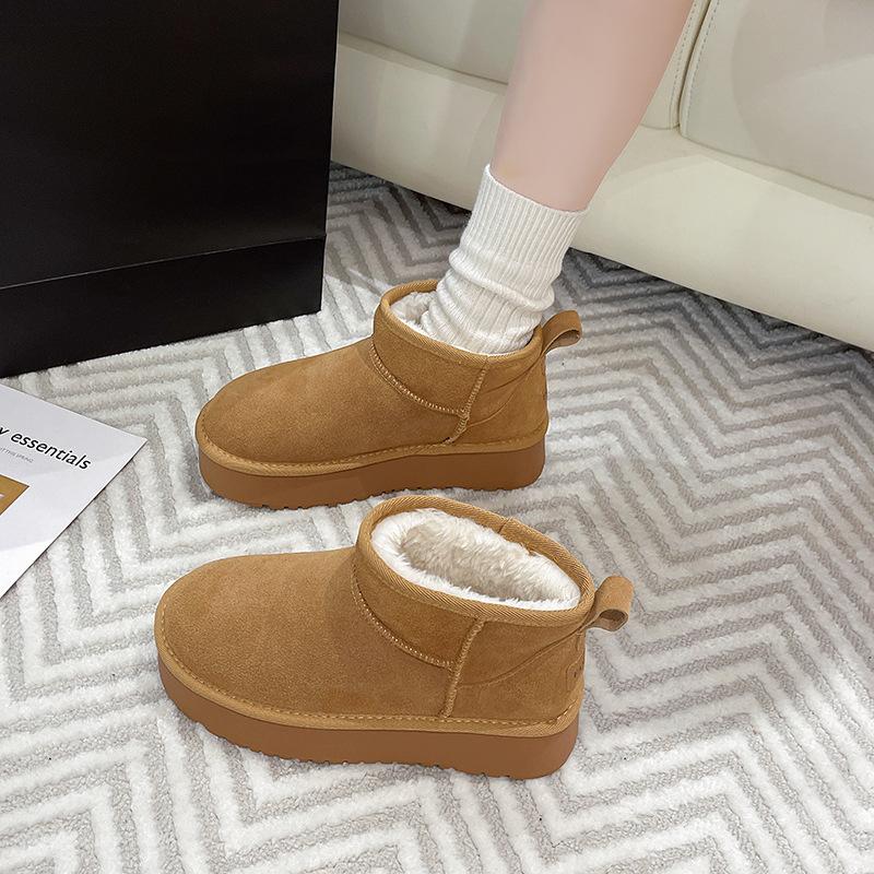 Women's thick bottom short tube fashion winter lightweight warm anti cold snow boots non-slip casual sneakers cotton boots