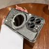 Plating Airbag Glitter Bracket Magsafe Case for iPhone 17 Air 16 15 11 12 13 14 Pro Max Luxury Mirror Cover