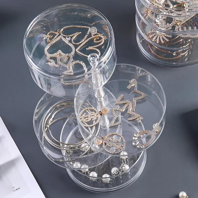 1pc-Multi-Layer Rotary Jewelry Storage Box Round Display Stand DIY Bead Jewelry Classification Transparent Display Case For