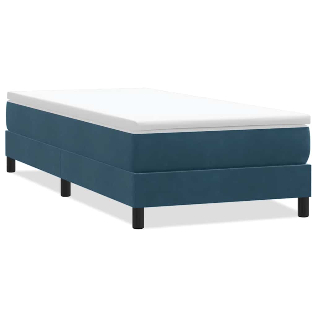 Box Spring Bed Without Mattress Dark Blue 100 x 220 cm Velvet