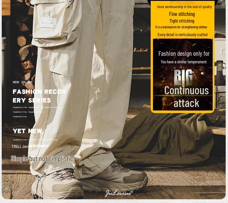 Męskie luźne spodnie spadochronowe szybkoschnące na lato