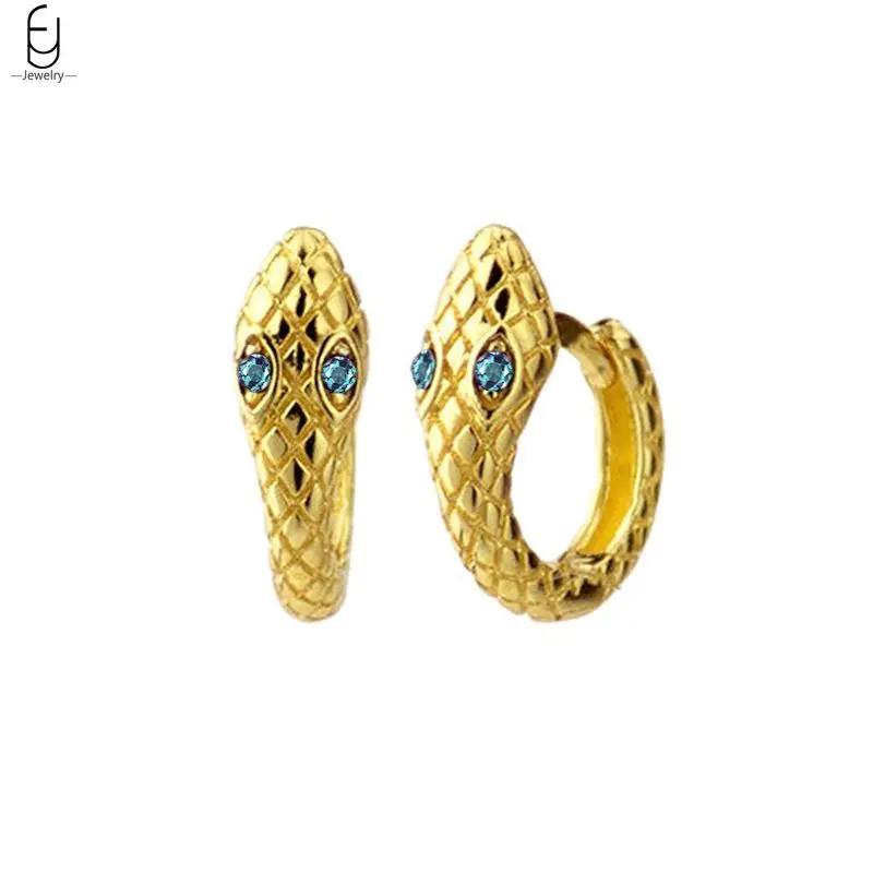 925 Silver Needle Vintage Snake Earrings Women Gold Round Ear Clips Punk Style Fashion Hoop Earrings Women Jewelry