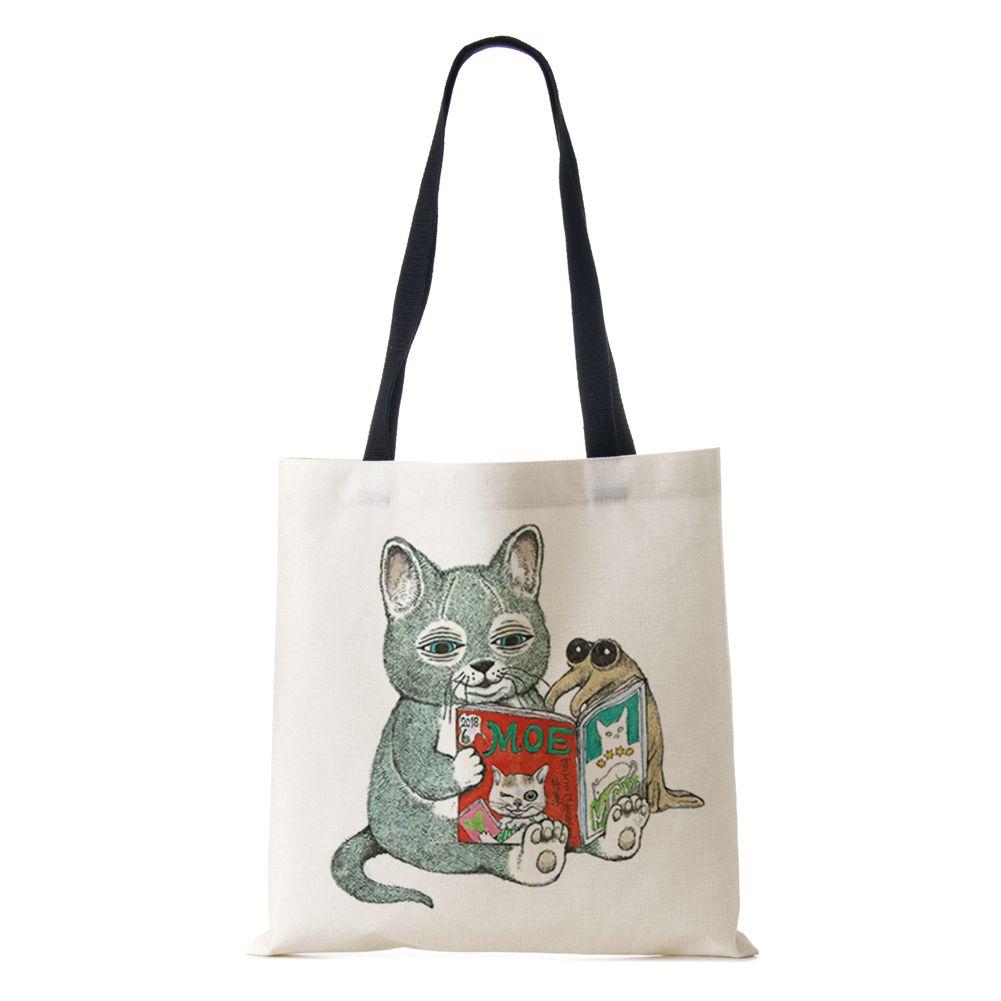Women Canvas Shoulder Bag Shopper Bear Harajuku Casual Handbag Kawaii Eco Reused Large Capacity Travel  Tote Books Bag CLE