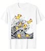 Einzigartiges Axolotl Wellenkunst Shirt Kreatives Meeresungeheuer Grafik T-Shirt Lustiges Meeresliebhaber Geschenk Oberteil StateUnisext Mode Lässiges T-Shirt