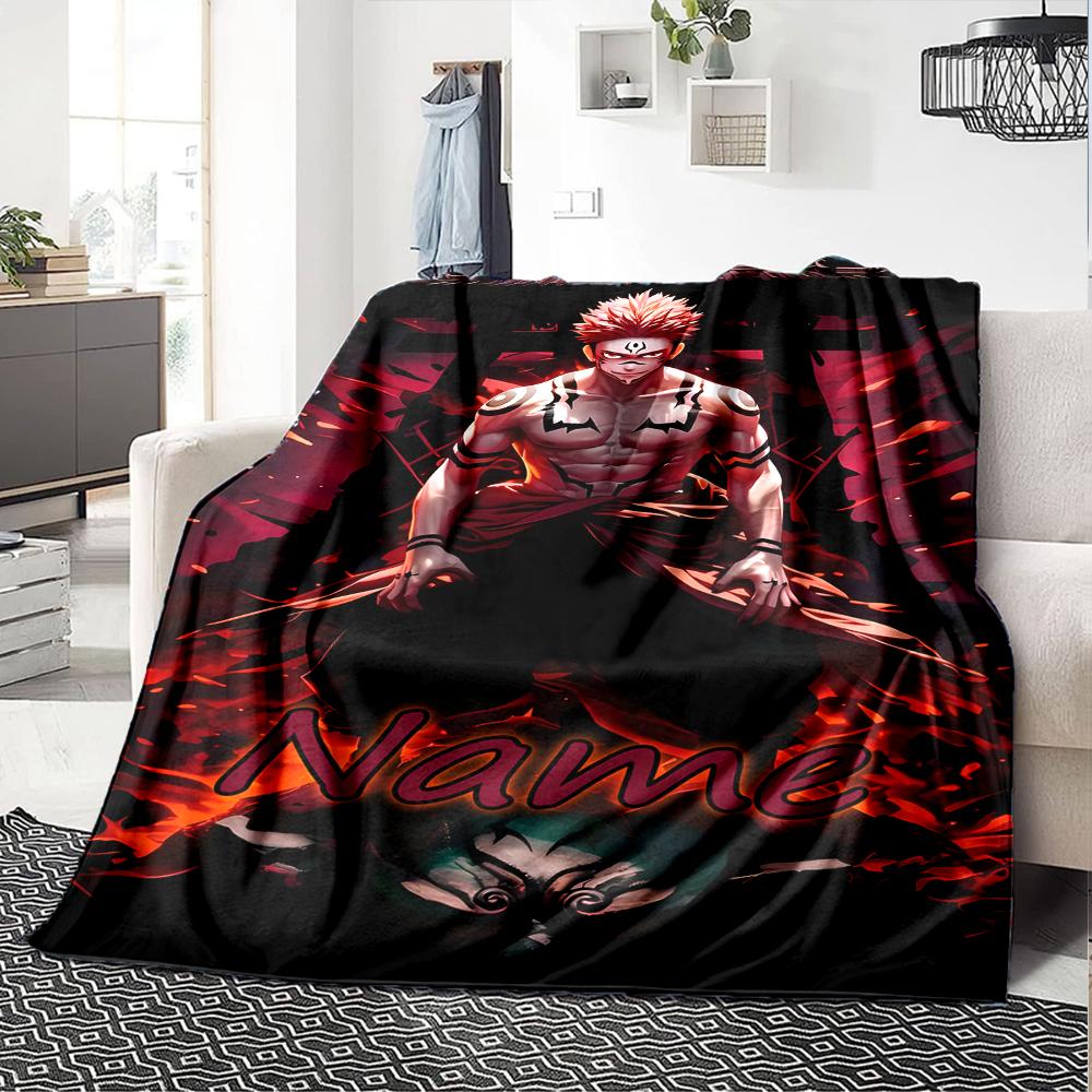 Customiz Name Personality Jujutsu Kaisen Sukuna and Tiger Staff Blanket Soft &Warm Sofa Office Bed Travel Lunch Break Blanket, Gift Suitable All Seaso