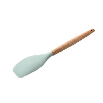 1PC Silicone Wood Turner Soup Spoon Spatula Brush Scraper Pasta Server Egg Beater Kitchen Cooking Tools Kitchenware Green/Pink