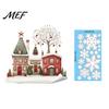 Static Glass Stickers Christmas Window Clings, Snowy Town House Snowflake Decals, Reusable Festive Winter Decals Xmas Stickers, Holiday Decor for Home