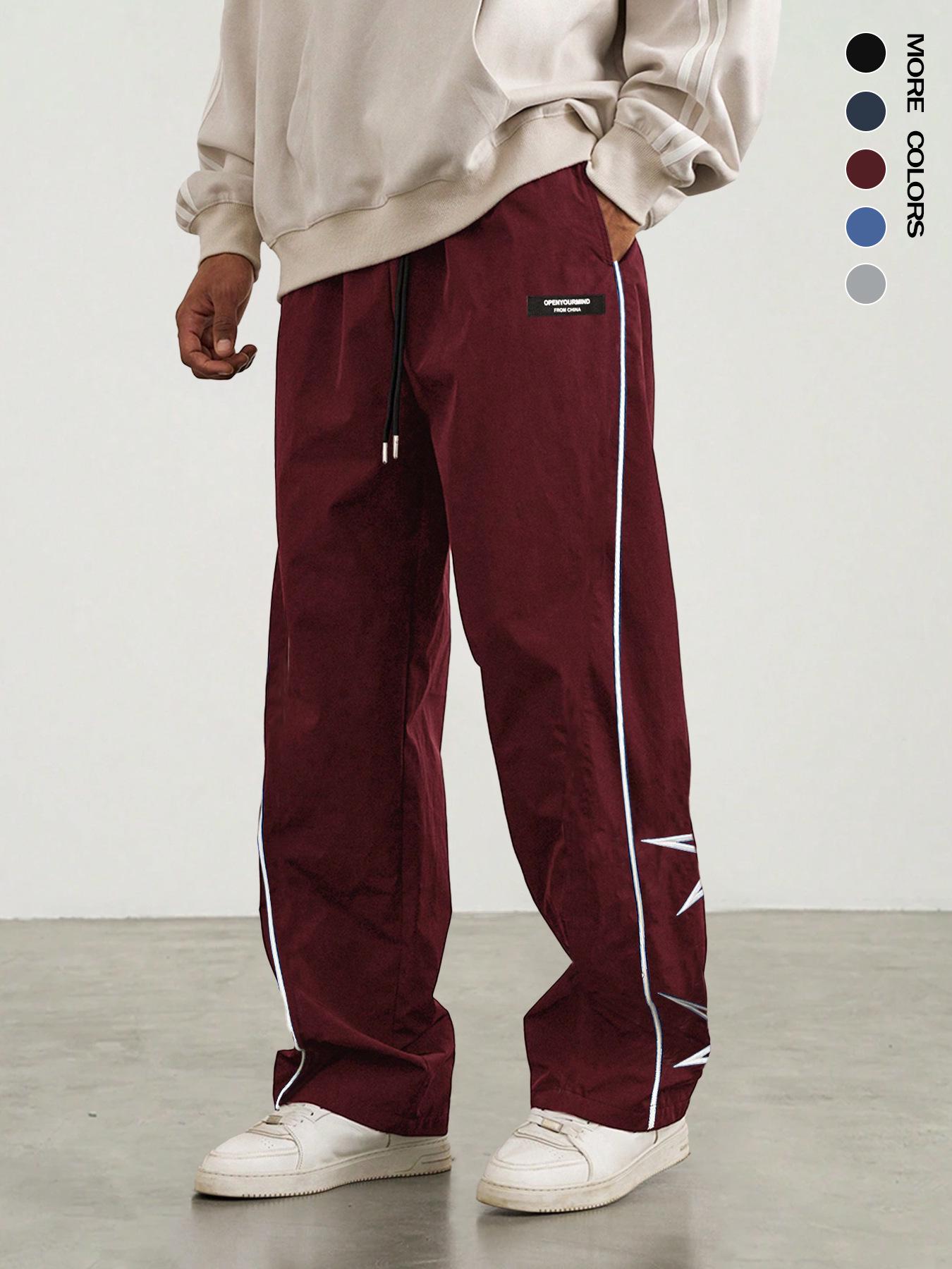 

Men s 2025 Retro Embroidered Straight-Leg Pants for Spring/Summer XL червоний