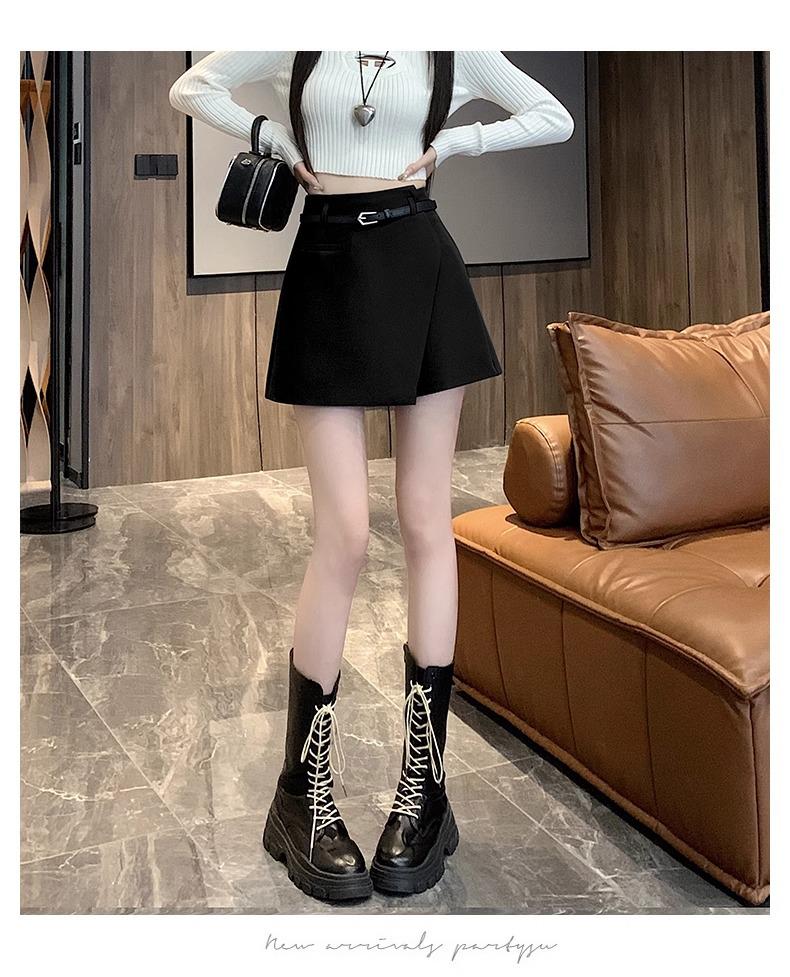 Damen High Waist Unregelmäßiger Midi-Rock: Schwarze A-Linie, Hüftbetont, Petite-Passform für Frühling & Herbst 2025