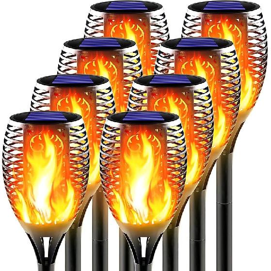 Large Solar Torch Light with Flickering Flame, Upgraded Ultra-Bright Solar Outdoor Lights, Waterproof Landscape Decorations Lighting Security Tiki