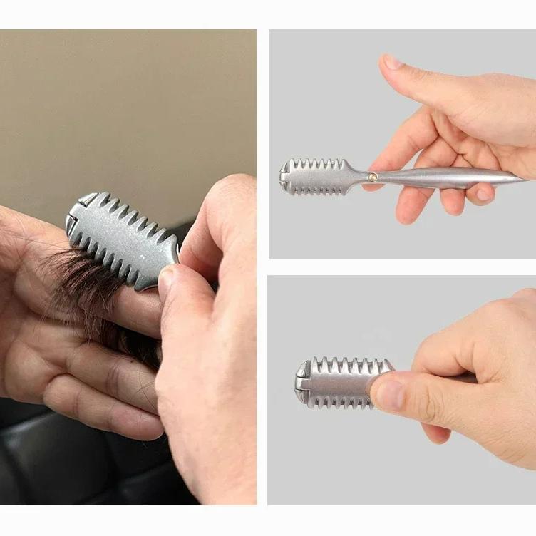 Doppelseitiger Effilierrasierer aus Aluminiumlegierung, manuelles Rasiermesser für Friseursalon, professionelles Haarschneidemesser, Halter für Salonwerkzeuge
