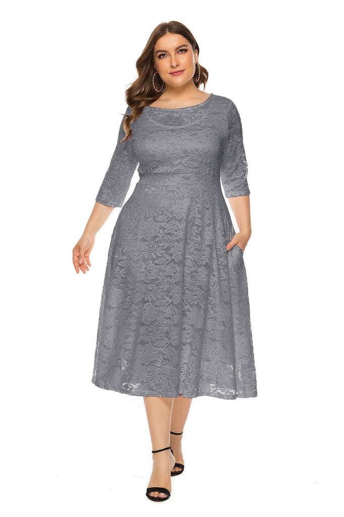 8XL Grote Maat Dames Nieuwe Avondjurk Bruidsmeisjesjurk Kant Zakjurk 134