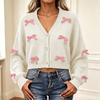 Women's Oversized V-Neck Knit Cardigan with Long Sleeve Sweater