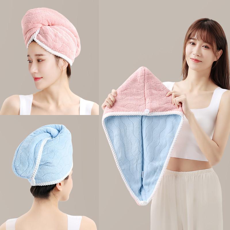 Premium Hair Drying Hat Coral Fleece Drying Cap With Thick Absorbent Design For Home And Travel