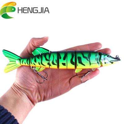 1 Stück HENGJIA 7 Segmente Gelenk-Minnow-Angelköder Meeresangelgerät-Haken 8''/2,4 Unzen