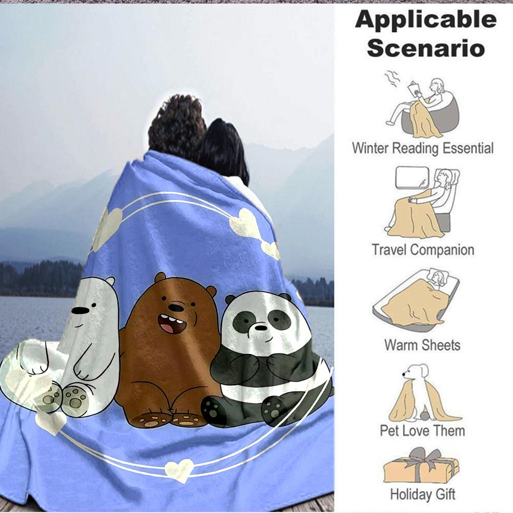 1pc Manta de Franela We Bare Bears Ligera Suave Cálida Manta para Todas las Estaciones para Sofá, Cama, Viaje,L1028148
