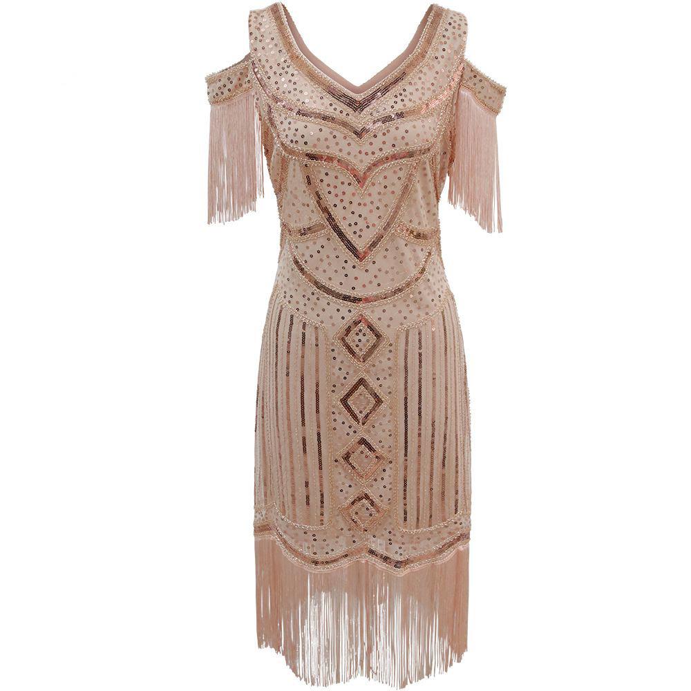 2023 European Retro Gatsby Sequin Tassel Evening Gown - 1920s Theme Party Dress