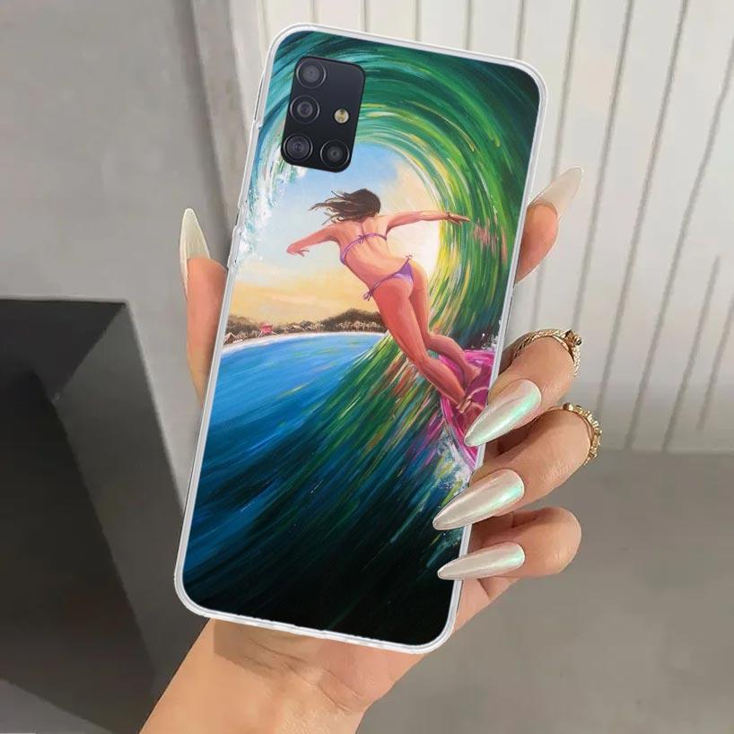Surf Board Aesthetic Phone Case for Samsung Galaxy A52 A32 A22 A12 A02S A50S A30S A10S Note 20 Ultra 10 Plus S10 A31 A20 A71 A72