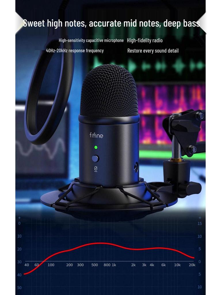FIFINE K678 Professional Condenser Microphone for Desktop Streaming, Recording, and Gaming