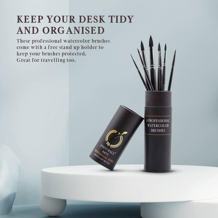 Pinceau - apolo arte - aa-0122 - set de 8 pinceaux aquarelle - poils synthétiques - coffret cadeau