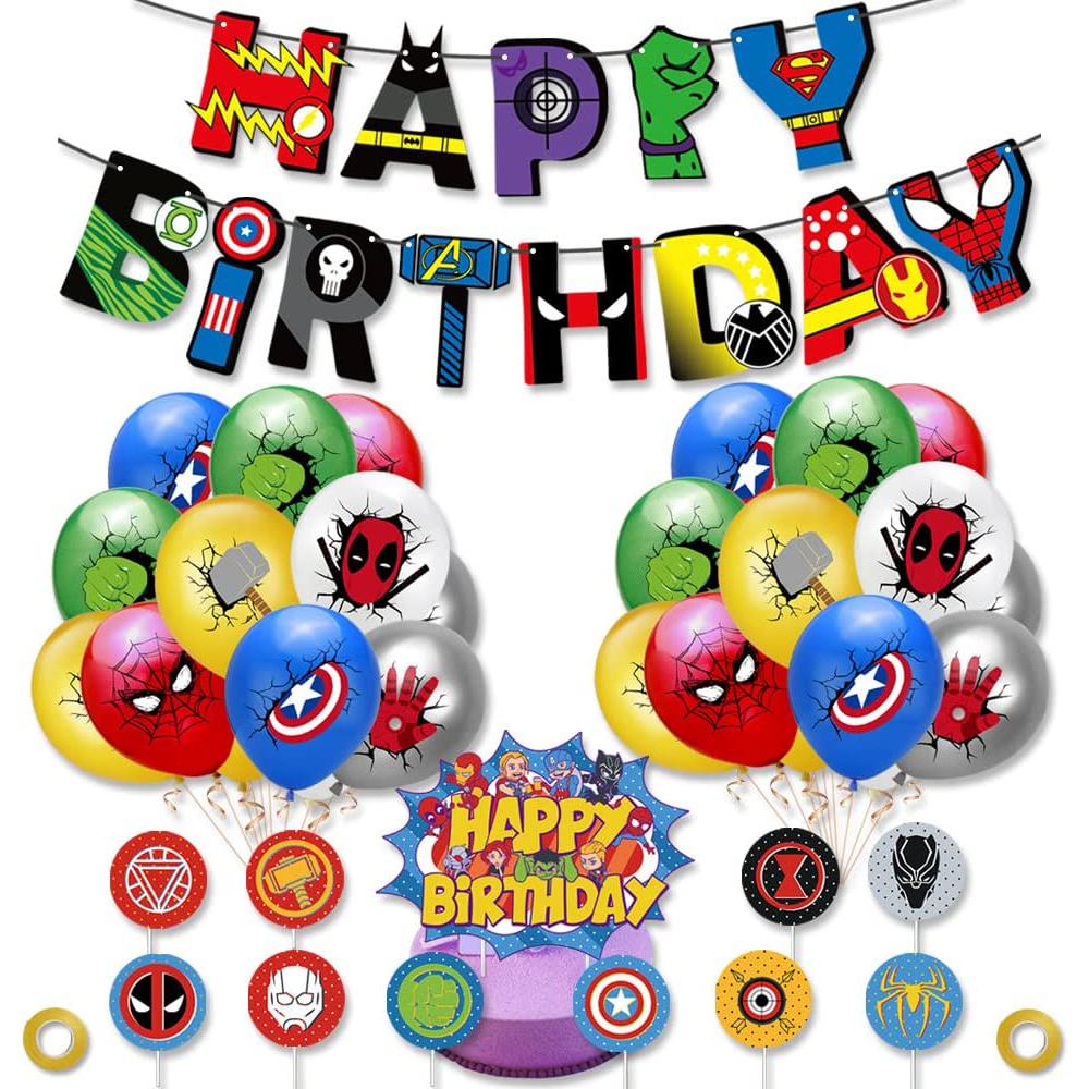 38Pcs Superhero Themed Party Supplies Avenger Birthday Party Decor for Children