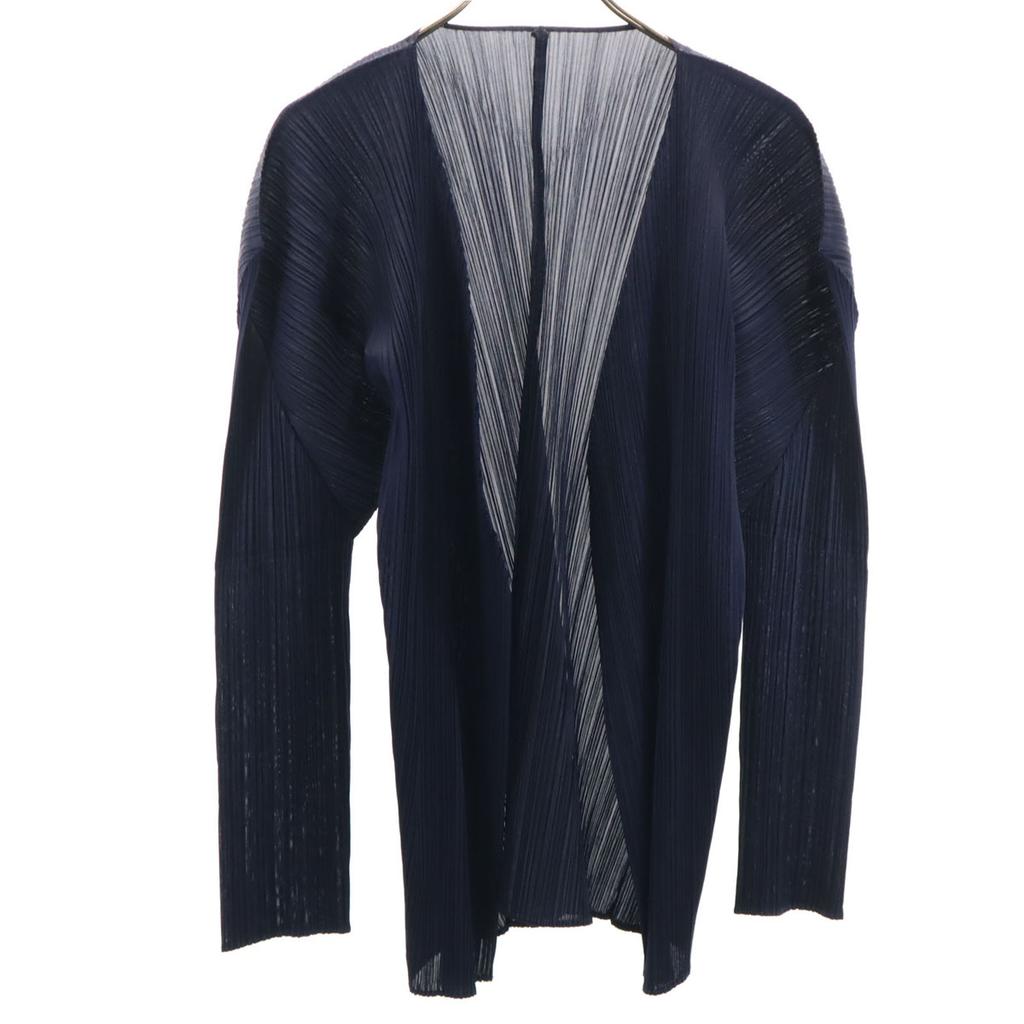 PLEATS PLEASE made in Japan Long sleeve Pleated blouse 4 Navy Women Used