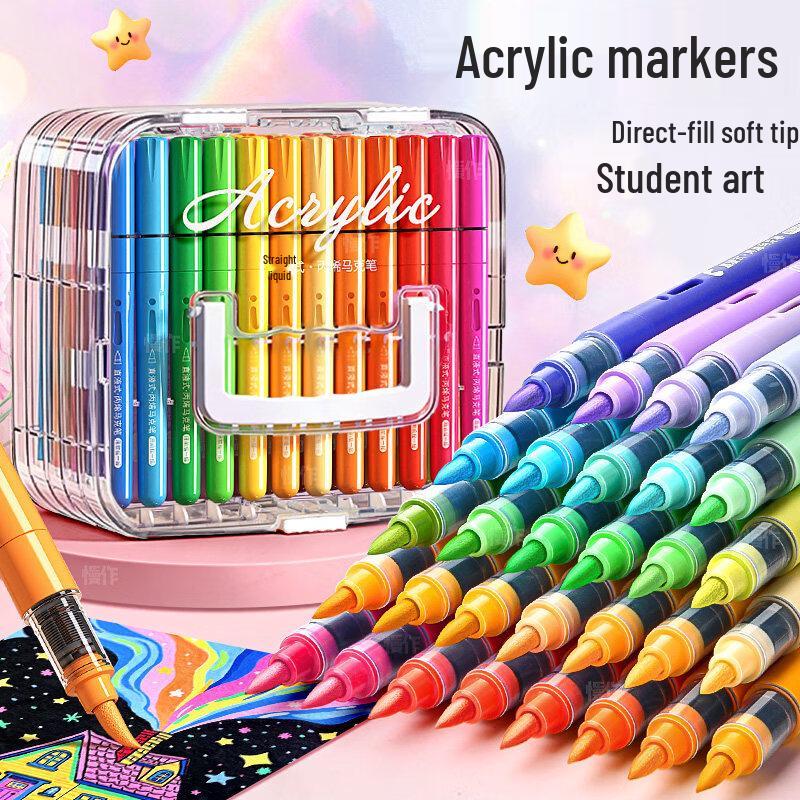 Mailangji Washable Soft-Tip Acrylic Marker Pen Set