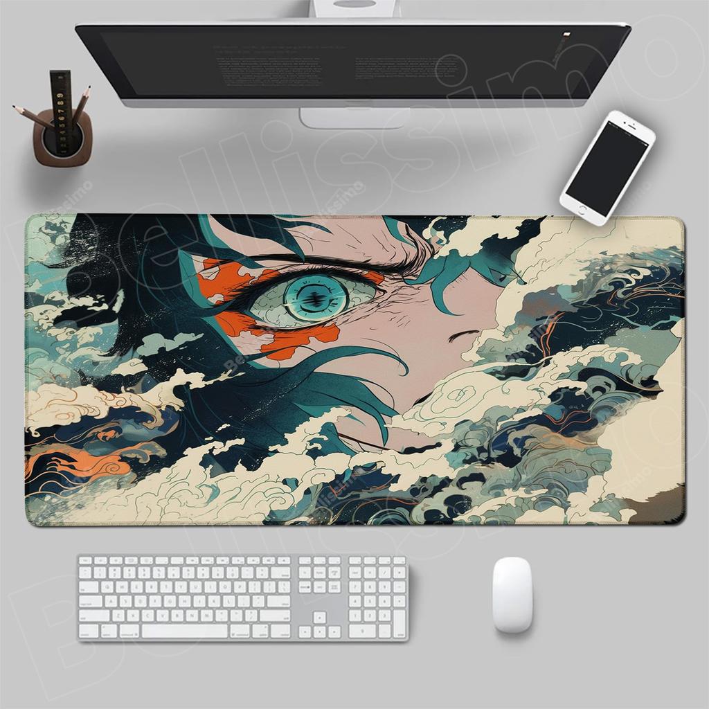 Tappetini Mouse Anime Demon Slayer Kimetsu No Yaiba Tappetino Mouse Gaming Laptops Tastiera Deskmat Accessori PC Protezione Scrivania Tappetino Gamer
