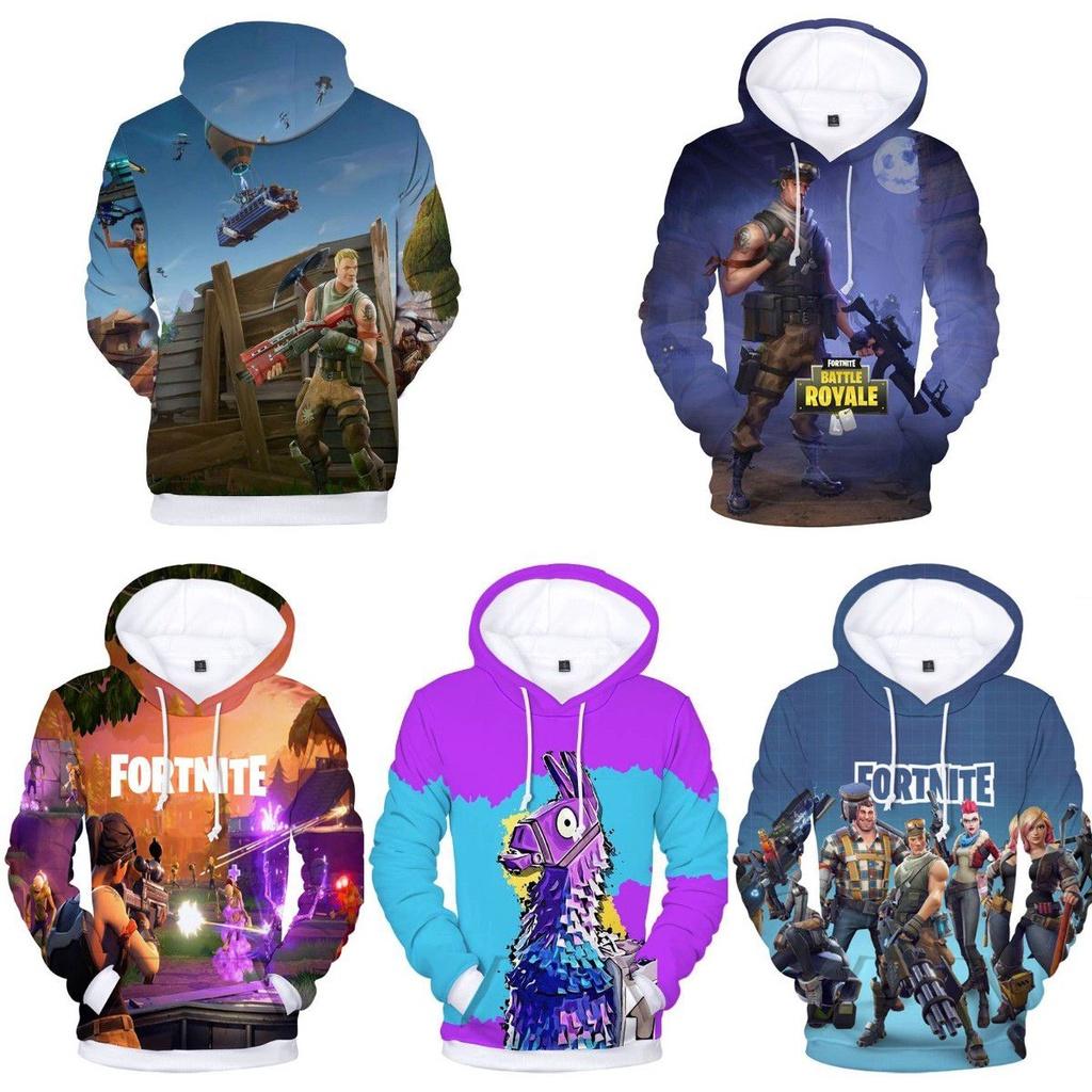 Fortnite Battle 3d Printed Hoodie Jacket Sweatshirt Spandex Material Round Neck Hip Hop Style
