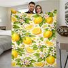 Elegant Italian Lemon Blanket Warm Soft Bedspread Couch Throw Blanket Classic Blue Floral Room Decor Gift For Women Men New