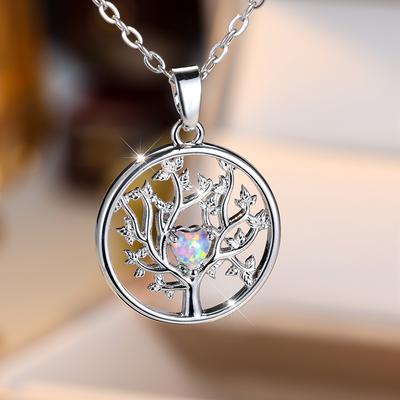 Osobní rodinný náhrdelník Tree of Life Letní křišťálový přívěsek Tree of Life pro ženy jako šperk