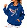 Women's Casual Loose Fit Hoodie with Hood and Breast Graphic Print for Everyday Wear