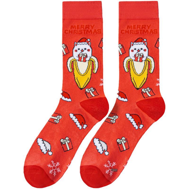 Four Seasons Penguin Christmas Bear Cotton Mid-Calf Socks for Men and Women