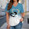 Fashion Love Printing Blouses Short Sleeve V-Neck T Shirts Casual