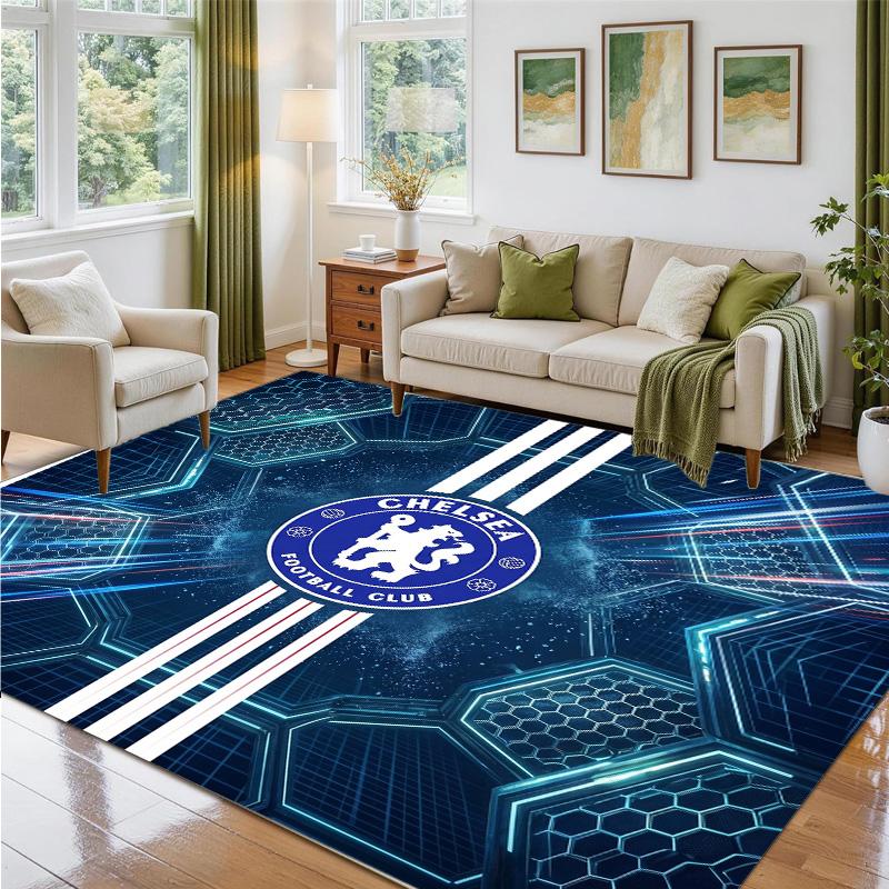 Chelsea FC Design Crystal Velvet Rug Soft Decorative Mat for Bedroom Entrance