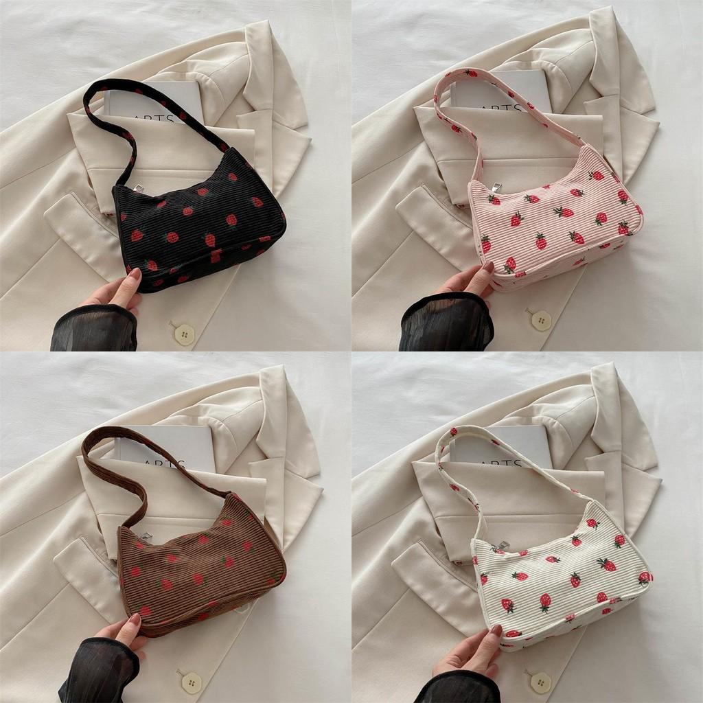 Stylish Minimalist Shoulder Bag For Casual Summer Outings Trendy Strawberry Print