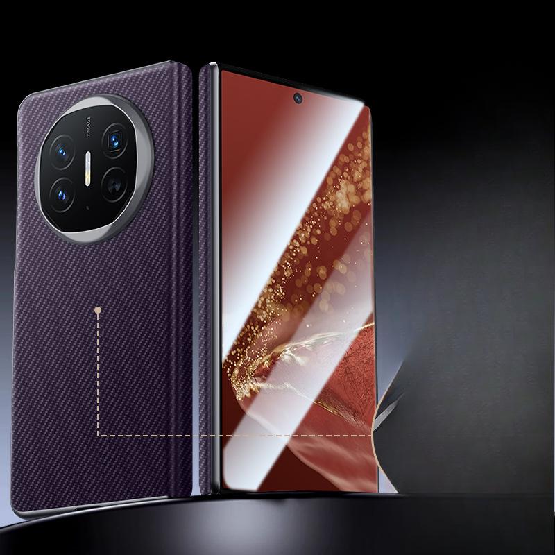

Подходит для чехла для телефона Huawei Matex6, магнитный шарнир центральной оси X5, полностью закрывающий противоударный кожаный чехол из углеродного волокна для деловых мужчин X3 Huawei Mate X3