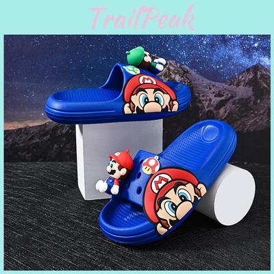 Comfortable Cartoon Mario Boys' Slippers Lightweight Soft Bottom Non-slip Design Perfect For Summer Wear