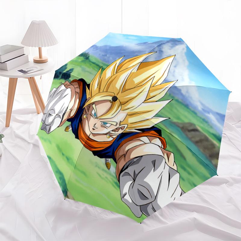 

Gogeta and the Father-Son Duo Son Goku pattern, automatic folding umbrella, portable and foldable design, 8 ribs, a Christmas or birthday gift.