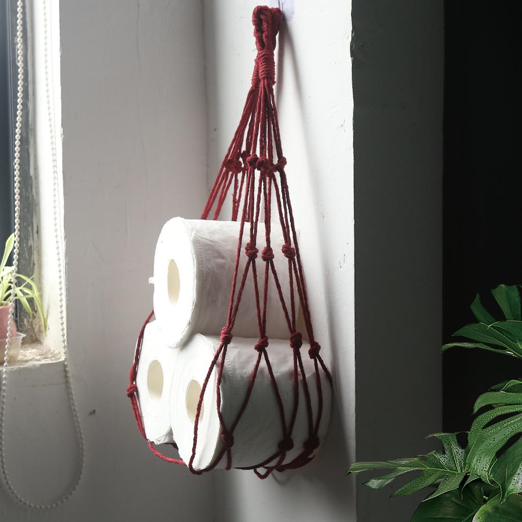 Natural Toilet Paper Holder, Roll Storage Paper Towel Holders, Book Organizer Bathroom Accessories, Kitchen Basket Towel Rack