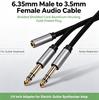 Câble Adaptateur Tressé Blindé 6,35 mm Mâle vers 3,5 mm Femelle, Coque en Aluminium Fiche Plaqué Or Fil Audio pour Guitare Électrique Clavier Électronique