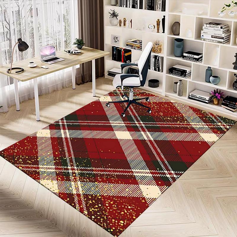 1PC Plaid Gold Extra Large Non Slip Floor Carpet, Office, Family, Studio Large Area Rug Indoor Rugs, Bold Statement Piece