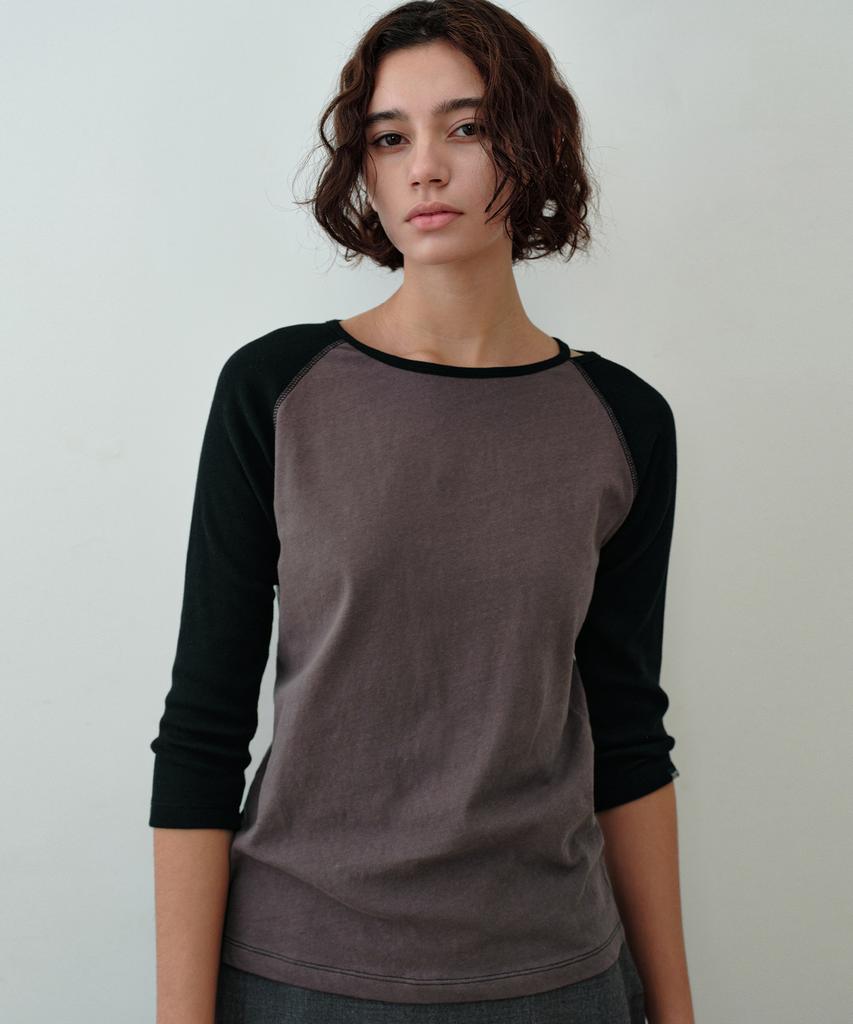 Simeteuligpeosenteu Alba Raglan Slit T-Shirt / Brown